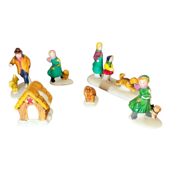 Lemax Other - Lemax Christmas Village Accessory Lot of 6 Dog Related 1990s Dog, Dog House....